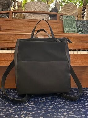 Hobo International Black Leather And Nylon Backpack
